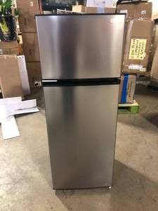 Vissani 7.1 cu. ft. Top Freezer Refrigerator in Stainless Steel Look Damaged on back  Customer Returns See Pictures
