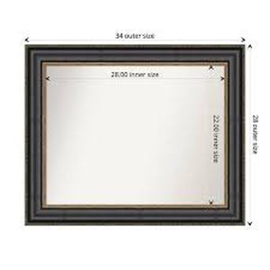 Thomas 33.75 in. x 27.75 in. Modern Rectangle Framed Black Bronze Bathroom Vanity Mirror by Amanti Art  Customer Returns See Pictures