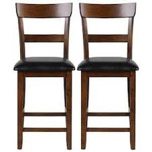 HONEY JOY Bistro Brown and Black Upholstered Bar Stools Vintage Wooden Dining Chair for Kitchen (Set of 2)  Customer Returns See Pictures