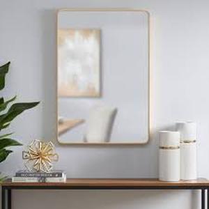 StyleWell Medium Modern Rectangular Gold Framed Mirror with Rounded Corners (22 in. W x 32 in. H)  Customer Returns See Pictures