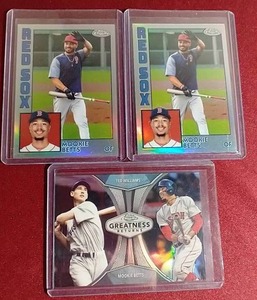 lot 42 image: (3) Mookie Betts Refractor Cards