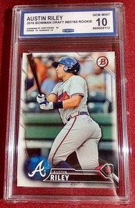 lot 68 image: 2016 Bowman Austin Riley Prospect Card - CCG 10