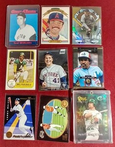 lot 69 image: (9) Baseball Legends Cards - Combination of Vintage & Inserts
