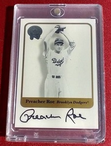 lot 70 image: 2001 Fleer Greats of the Game Preacher Roe Autograph Card
