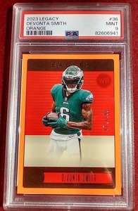 lot 85 image: 2023 Legacy DeVonta Smith Orange #d199 - PSA 9