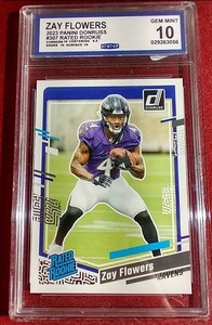 lot 97 image: 2023 Donruss Zay Flowers Rated Rookie - CCG 10