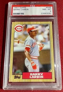 lot 108 image: 1987 Topps Barry Larkin Rookie Card - PSA 8