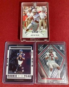 lot 163 image: (3) Justin Fields Rookie Cards