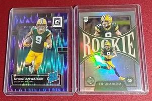 lot 166 image: (2) 2022 Christian Watson Prizm Rookie Cards