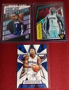 lot 186 image: (3) Zion Williamson Cards - Rookie, Prizm, Etc