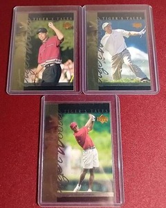 lot 190 image: (3) 2001 Upper Deck Tiger Tales Tiger Woods Rookie Cards