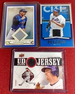 lot 193 image: (3) Game-Used Jersey Baseball Cards - Nice Names