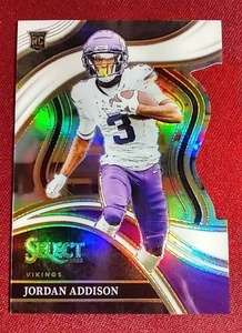 lot 196 image: Gorgeous 2023 Select Jordan Addison Club Level Die-Cut Prizm Rookie Card - #d199