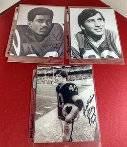 lot 212 image: (3) Football Autographed Photos - Old School Players