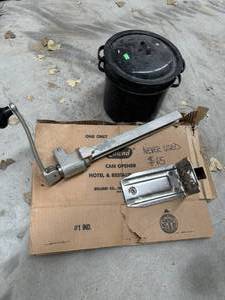 lot 57 image: Vintage Hotel Can Opener and Pot with Lid