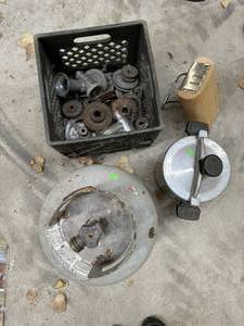lot 63 image: Pressure Cooker, Propane Tank, Pulleys