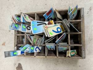 lot 72 image: License Plate Numbers and Vintage Soda Case