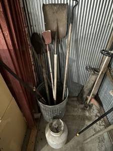 lot 86 image: Propane Tank with Bucket of Tools