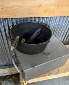 lot 105 image: Cast Iron Pot and Lock Box