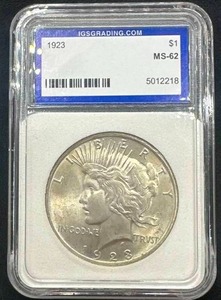 lot 6 image: 1923 MS 62 Silver Peace Dollar