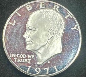 lot 11 image: 1971-S Gem Proof Silver Eisenhower Dollar