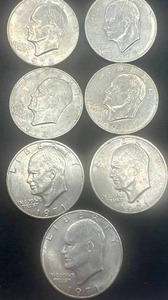 lot 12 image: Lot of 7 Circulated Eisenhower Dollars