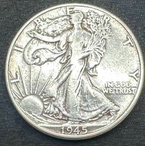 lot 17 image: 1945 Walking Liberty Half Dollar