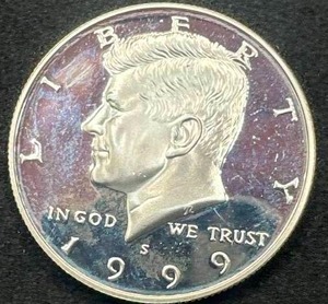 lot 21 image: 1999-S Gem Proof 90% Silver Kennedy Half Dollar