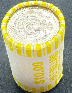 lot 25 image: Full Unopened Roll of 20 Kennedy Half Dollars