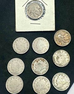 lot 26 image: 1928s 1936-D Buffalo & 10 V Nickels