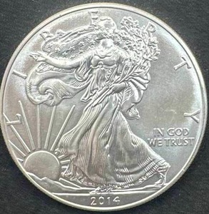 lot 27 image: 2014 1oz .999 Silver Eagle