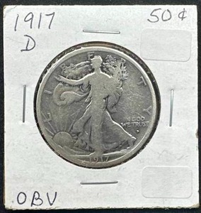 lot 29 image: 1917-D Obverse Mintmark Walking Liberty Half Dollar