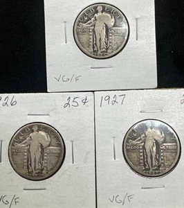 lot 31 image: Lot of 3 Standing Liberty Quarters