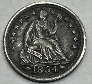 lot 33 image: 1854-O Mid Grade Liberty Half Dime (VFXF condition)