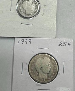 lot 41 image: 1893 Barber Dime & 1899 Quarter