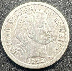 lot 42 image: 1899 Barber Dime (slight toning FVF condition)