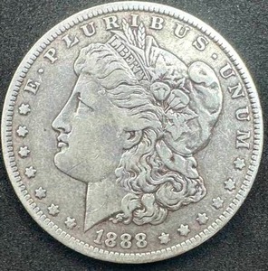 lot 50 image: 1888-O XFAU condition (beautiful coin)