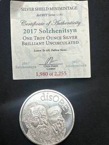 lot 60 image: 2017 1oz .999 Silver Round in BU condition (low mintage)