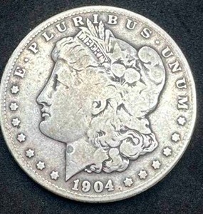 lot 64 image: 1904-S Morgan Silver Dollar (better date, VFXF condition)