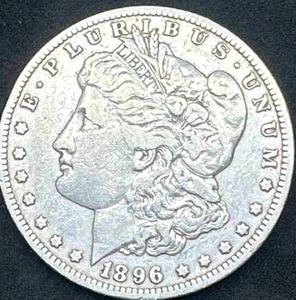 lot 65 image: 1896-O Morgan Silver Dollar (better date, VFXF condition)