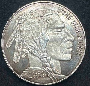 lot 71 image: 2oz .999 Silver Dallas Specialty Mint Lone Star Nickel