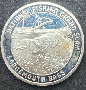 lot 73 image: 1oz .999 Silver National Fishing Grand Slam Largemouth Bass Medallion