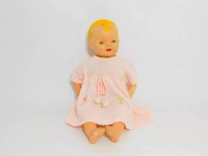 lot 2 image: Early 1900s Antique Composition Doll HUG ME KIDDIE PAL Dolly W Pink Knit Dress24 Tall