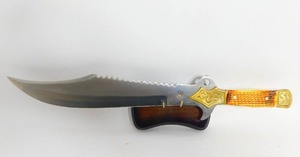 lot 23 image: 18 Overall Brown Pickbone Handle-Full Tang Construction-Leather Belt Scheath - Trail Of Tears 