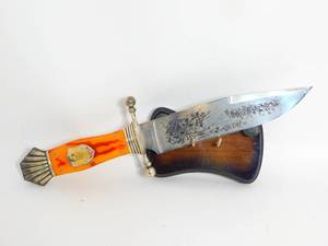 lot 29 image: Vintage Franklin Mint USA Civil War Themed Stainless Fixed Blade Bowie Knife