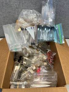 Box of Assorted Test Tubes and Culture Tubes, Glass and Plastic