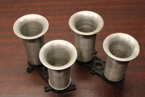Set of 4 Used Aluminum Intake Velocity Stacks with Base Plate