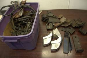 Lot of Vintage Metal Brackets, Cables, and Miscellaneous Hardware