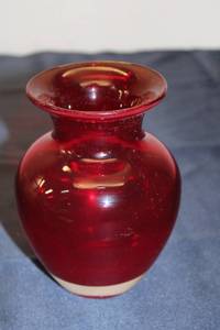 lot 43 image: Red Glass Vase with Flared Rim