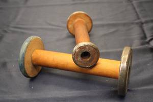 lot 44 image: Vintage Wooden Dumbbells Set
